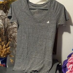 Adidas Heather Gray V-Neck Tee